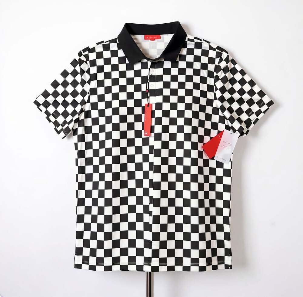 Redvanly Cedres Polo Size XL Black White Checkered Tuxedo Golf Shirt 1053